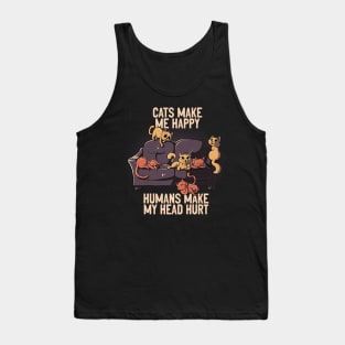 Cats Make Me Happy Funny Cute Gift Tank Top